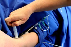 Person getting an IV Infusion