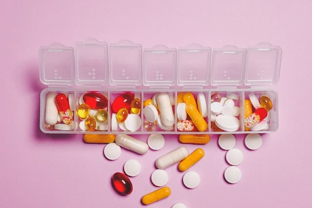 Vitamins in a pill holder