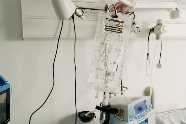 Empty IV bag with a pump
