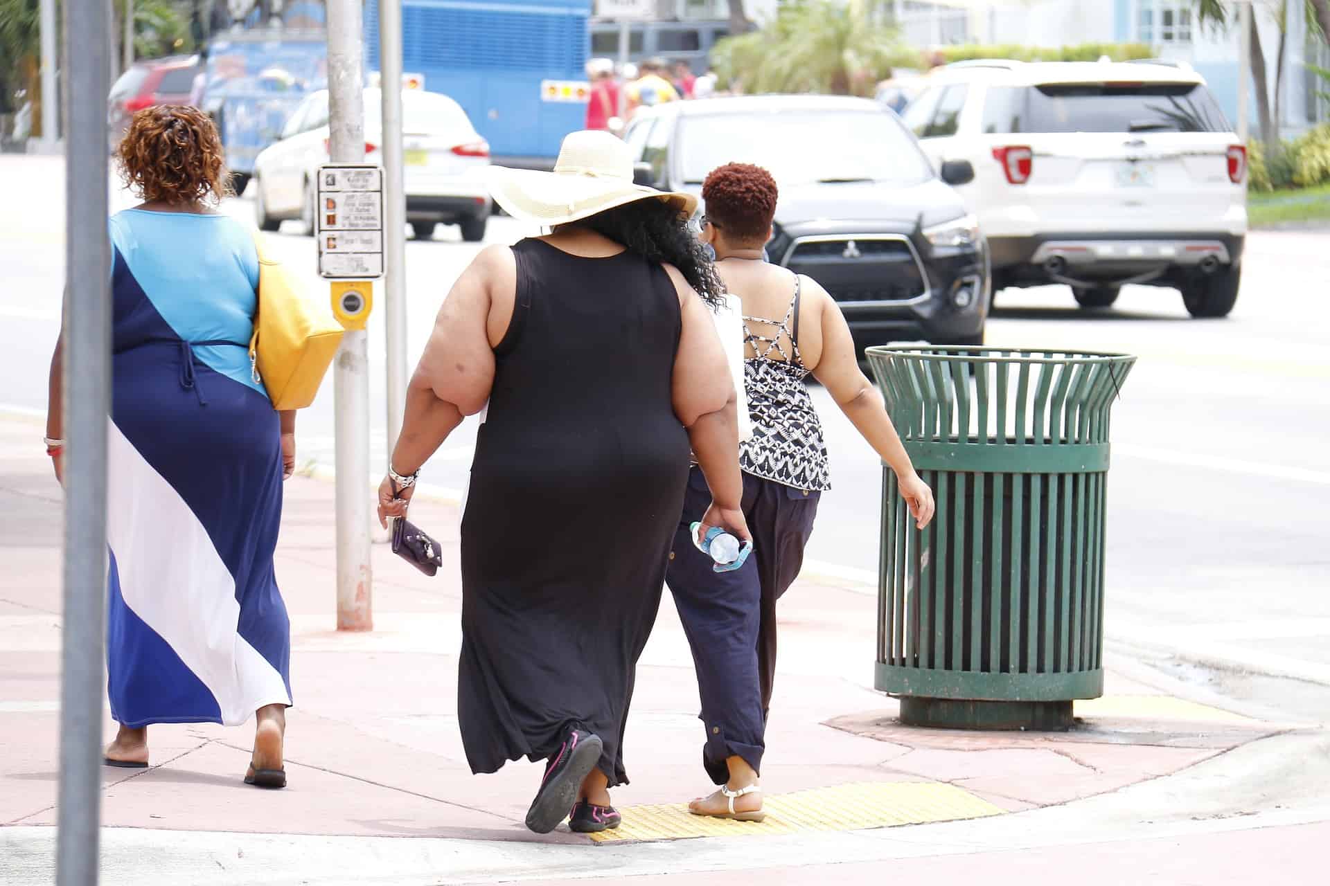 Three Obese Women Walking Down the Street