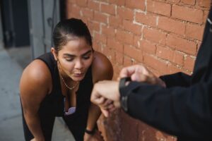 Lady with exercise exhaustion