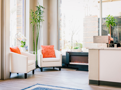 Welcoming entryway Prime IV lobby with relaxing atmosphere before Vitamin Injection